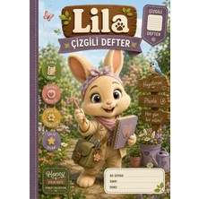 Papelia Honey & Friends Lila Çizgili Defter 60 Sayfa – Çocuklar Için Sevimli Okul Defteri (Ciltsiz )