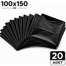 MSE HOLD Siyah Çöp Poşeti 100X150 Kalın 20 Adet Dökme Çöp Torbası Hantal Boy