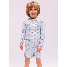 Swim Essentials Mavi Erkek Çocuk Desenli Şort Swımboxer2-Litle Seagul Yüzme Şortu