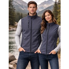 Toker Tekstil Softshell Yelek – Su Geçirmez Kolsuz Günlük Kullanım İçin Füme Renkli