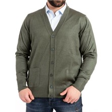 Nacar Store Erkek Düğmeli Ince Yün Triko Örme Baba Hırka
