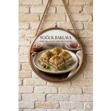 Mayeka Soğuk Baklava Temalı Pastaneler Tatlıcılar Restoran Için Ahşap Duvar Kapı Dekoratif Süs Tablo