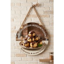 Mayeka Profiterol Temalı Pastaneler Tatlıcılar Restoranlar Için Ahşap Duvar Kapı Dekoratif Süs Tablo