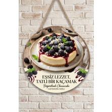 Mayeka Böğürtlenli Cheesecake Temalı Pastaneler Tatlıcılar Restoranlar Için Ahşap Duvar Kapı Dekoratif Süs