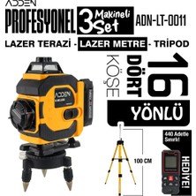 Adden 16 Yönlü Lazer Terazi Seti – 360° Ölçüm, Tripod ve Aksesuarlar