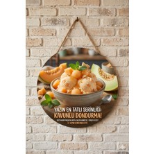 Mayeka Kavunlu Dondurma Temalı Pastaneler Tatlıcılar Dondurmacı Için Ahşap Duvar Kapı Dekoratif Süs Tablo
