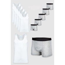 Nacar Store 5\'li Erkek Pamuklu Likralı Atlet Boxer Takımı
