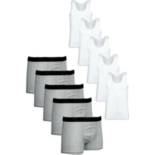 Nacar Store Erkek 5\'li Takım Pamuklu Likralı Boxer Atlet Takım