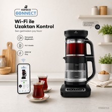 Karaca Akıllı Elektrikli Çay Makinesi Wi-Fi Bağlantılı Cam Çaydanlık Otomatik Çay Demleyen Konuşan Çaycı - Türkçe Sesli Uyarı, Otomatik Demleme ve 2500W Güç