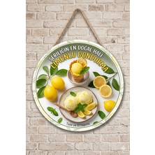 Mayeka Limonlu Dondurma Temalı Pastaneler Tatlıcılar Dondurmacı Için Ahşap Duvar Kapı Dekoratif Süs Tablo