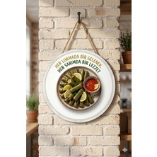 Mayeka Yaprak Sarma Temalı Restoranlar Cafeler Şarküteriler Için Ahşap Duvar Kapı Dekoratif Süs Tablo