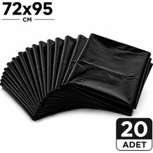 MSE HOLD Siyah Çöp Poşeti 72X95 Kalın 20 Adet Dökme Çöp Torbası