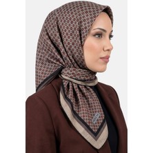 Hadiora Kadın Vizon Kırmızı Geometrik Desen Dikişli Yazma
