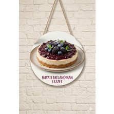 Mayeka Böğürtlenli Cheesecake Temalı Pastaneler Tatlıcılar Restoranlar Için Ahşap Duvar Kapı Dekoratif Süs