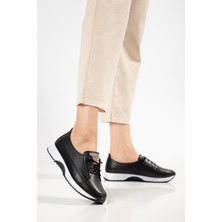 Daxtors D0609 Ortopedik Kadın Sneaker Spor Ayakkabı Düz Taban Siyah - Beyaz Renk Seçeneği