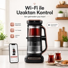 Karaca Akıllı Elektrikli Çay Makinesi Wi-Fi Bağlantılı Cam Çaydanlık Otomatik Çay Demleyen Konuşan Çaycı - Türkçe Sesli Uyarı, Otomatik Demleme ve 2500W Güç