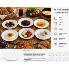 Bonnami Iris White Gourmet 6'lı Pasta Tabağı Seti 19 cm Porselen Kahvaltı Servis Tabağı