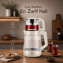 Emsan Xl Cam Demlikli Elektrikli Çay Makinesi Çaycı 2 In 1 Bağımsız Su Isıtıcı Kettle Kullanım Uyumlu - Xl Cam Kapasite, 2'si 1 Arada Kullanım ve Sıcak Tutma