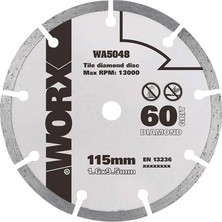 EstoreBox Worx WA5048 115X9,5MM Fayans, Seramik, Mermer Kesme Soketli Elmas Daire Testere Bıçağı