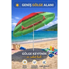 Empressco Kırmızı-Yeşil 240CM Ayarlanabilir Geniş Gölgeli Polyester Plaj Şemsiyesi