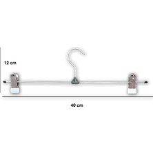 Ağırsoy 10 Adet Paslanmaz Çelik Mandallı, Tel, Etek Pantolon Askısı, Mandal Ucu Beyaz Pvc, 40 cm