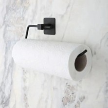 Uravas Store Kendiliğinden Yapışkanlı Siyah Paslanmaz Metal Rulo Havluluk Aparat (5047)