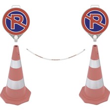 Zeplin 70 cm Park Yapılmaz Seti (2 Adet Park Yapılmaz Levhası + 2 Adet 70 cm Koni +2 Metre 8mm Plastik Zincir)
