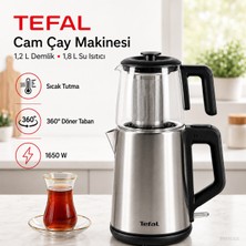 Tefal Magic Tea Xl Cam Demlikli Elektrikli Çaycı 1.8 L Kettle 1650W Geniş Aile Boyu Çay Makinesi - 360° Döner Taban, Sıcak Tutma ve Susuz Çalışma Emniyeti