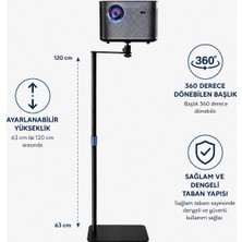 CoverZone Projektör Standı 63-120 cm Ayarlanabilir Yükseklikli Zemin Tipi Projektör Tripodu 360 Derece Dönebilen Mini Projektör Kamera Telefon Tutucu Uyumlu Metal Masaüstü | Jorrezi JR-TY02