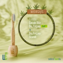 Weways Bambu Çocuk Diş Fırçası ve Bambu Stant (Düz Sap -Soft Uç)