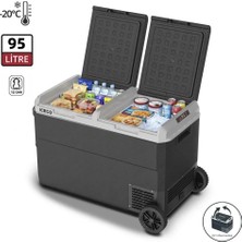 EstoreBox Iceco MCD95D 12/24VOLT 95 Litre Kompresörlü Çift Bölmeli Tekerlekli Oto Buzdolabı/dondurucu