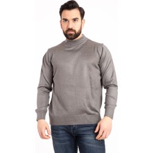 Nacar Store Erkek Siyah Ince Yünlü Yarım Boğazlı Triko Kazak