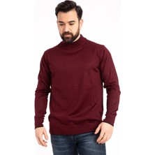 Nacar Store Erkek Siyah Ince Yünlü Yarım Boğazlı Triko Kazak