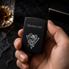 Biton Toptan Kişiye Özel Iskelet Kafa Temalı Metal Benzinli Çakmak | Özel Premium Hediye |  Dolu Gönderim