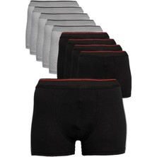 Nacar Store Erkek Siyah 2 Renk 10\'lu Paket Likralı Pamuklu Boxer