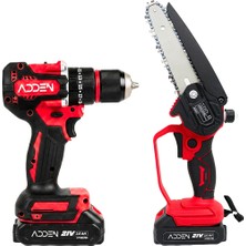 Adden 13MM Çelik Mandrenli Şarjlı Matkap Vidalama 16CM Otomatik Yağlamalı Zincirli Dal Budama Testeresi