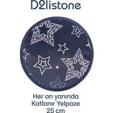 D2listone 25CM Katlanabilir Star Desenli Yuvarlak El Yelpazesi Çantalı Yazlık Serinletici Aksesuar