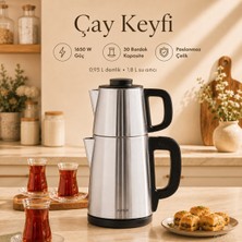 Karaca Çelik Çay Makinesi Elektrikli Paslanmaz Çaycı 1.8 Litre Alt Hazneli Su Isıtıcı Kettle - Geniş Hacim - Paslanmaz Çelik Gövde ve Susuz Çalışma Emniyeti