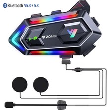 Gp Kompozit Gp Katjmer Y20 Max Bluetooth 5.3 300M Çift Yönlü Rgb Işıklı Motosiklet Kask Kulaklığı Intercom