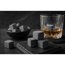 Hs Stone 12LI Viski Soğutma Taşı Seti Viski Taş Kesesi - Doğal Mermer Granit Whisky Soğutucu Taş 2X2X2 cm - Babalar Günü
