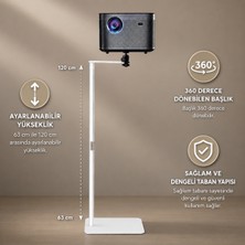 CoverZone Projektör Standı 63-120 cm Ayarlanabilir Yükseklikli Zemin Tipi Projektör Tripodu 360 Derece Dönebilen Mini Projektör Kamera Telefon Tutucu Uyumlu Metal Masaüstü | Jorrezi JR-TY02