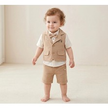 Butik Erkek Bebek %100 Pamuklu Yelekli Özel Gün Takımı 4 Parça