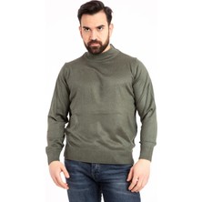 Nacar Store Erkek Siyah Ince Yünlü Yarım Boğazlı Triko Kazak