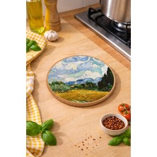 İyi Fikirler Van Gogh Buğday Tarlası Mantar Nihale Tencere Tava Altlığı 19CM Çapında 1cm Kalınlığında