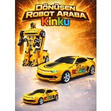 Kinku Bumblebee Robota Dönüşen Araba Pilli - Işıklı, Sesli, Camaro Mia Araba, Robot Araba-25 cm