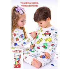 CQCQ Boyanabilir Unisex Çocuk Pijama – Yıkanabilir Renkli Eğlenceli ve Rahat Tasarım