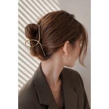 Trend Collection Gold Metal Saç Tokası Burgulu Tasarım Şık Topuz Tokası