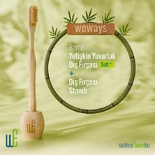 Weways Bambu Diş Fırçası ve Bambu Stant(Yuvarlak Sap-Soft Uç)