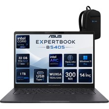 Asus Expertbook B5 Intel® Core™ Ultra 7 255H Aı 32 GB Ddr5 1 Tb SSD Intel® Arc™ Graphics 14''inç Wuxga (1920X1200) IPS 300NITS Windows 11 Pro Taşınabilir Bilgisayar B5405CCARNP10