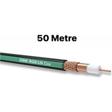 50METRE Tv Kablosu Rg6/u6 Css Dmk 4K Hd 1080P Siyah Yeşil